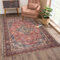 Bloom Rugs Washable Non-Slip 10x14 Rug - Red/Teal Blue/Yellow Traditional Medallion Area Rug for Living Room, Bedroom, Dining Room, and Kitchen - Exact Size: 10' x 14'