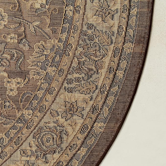 Unique Loom Sialk Hill Collection Area Rug - Washington (3' 3" Round Brown/Black)