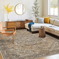 Washable Area Rug 6x9 | Non Slip Area Rug for Living Room, Bedrooms, Dining Room | Ultra-Soft Flannel Carpet Area with Rubber Backing (Light Sage Brown, 6x9)