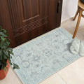 GLN Rugs Traditional Collection - Machine Washable Area Rug, Traditional Washable, Non Slip, Low Pile Chenille Rug, Living Room, Bedroom, Kitchen Rug (2' x 3' Cream/Gray/Sea Salt)