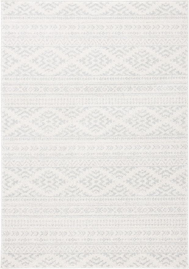 SAFAVIEH Tulum Collection Accent Rug - 2' x 5', Ivory & Light Grey, Moroccan Boho Tribal Design, Non-Shedding & Easy to Clean, Ideal for Front Door, Kitchen, Entryway, Foyer (TUL272G)