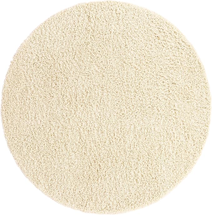 Unique Loom Solid Shag Collection Area Rug (5' 3" Round, Pure Ivory)