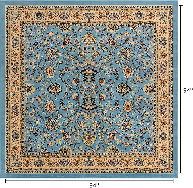 Unique Loom Sialk Hill Collection Area Rug - Washington (8' Square Light Blue/Navy Blue)