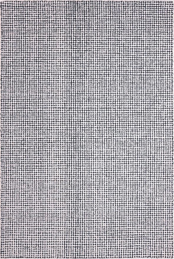 Hand-Tufted 100% Wool Pile Area Rug – Geometric Textured Grid Check Pattern – Thick and Durable Floor Carpet for Bedroom, Living Room, Kids Room, and Dining Area (Charcoal Gray, 10' x 13')