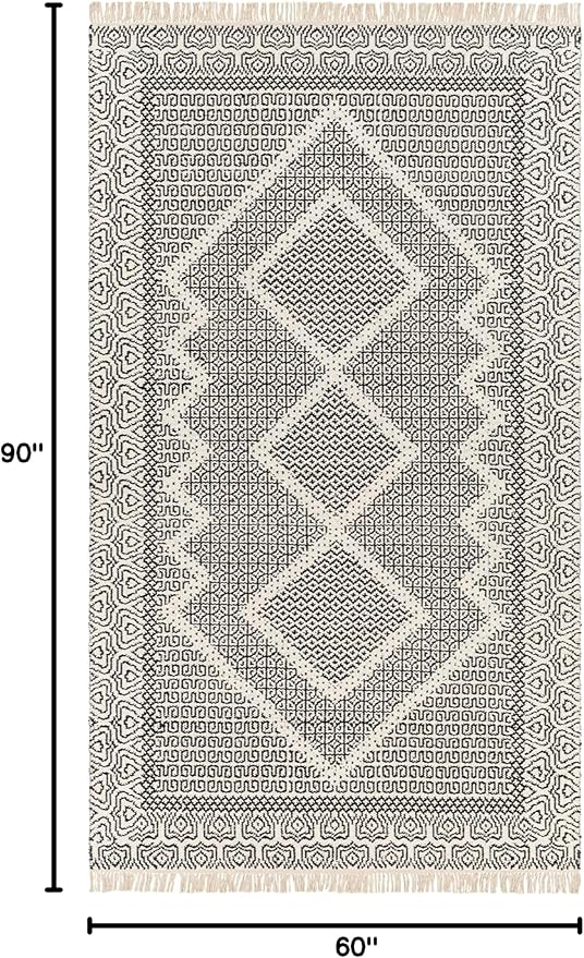 Mark&Day Wool Rugs, 5x7 Nishnabotny Cottage Dark Gray Area Rug, Grey Beige Carpet for Living Room, Bedroom or Kitchen (5' x 7'6")