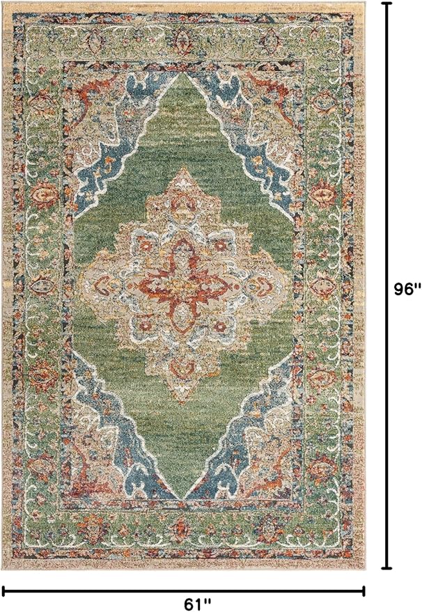 Unique Loom Isabella Collection Area Rug - Rossellini (5' 1" x 8' Rectangle, Green/ Blue)