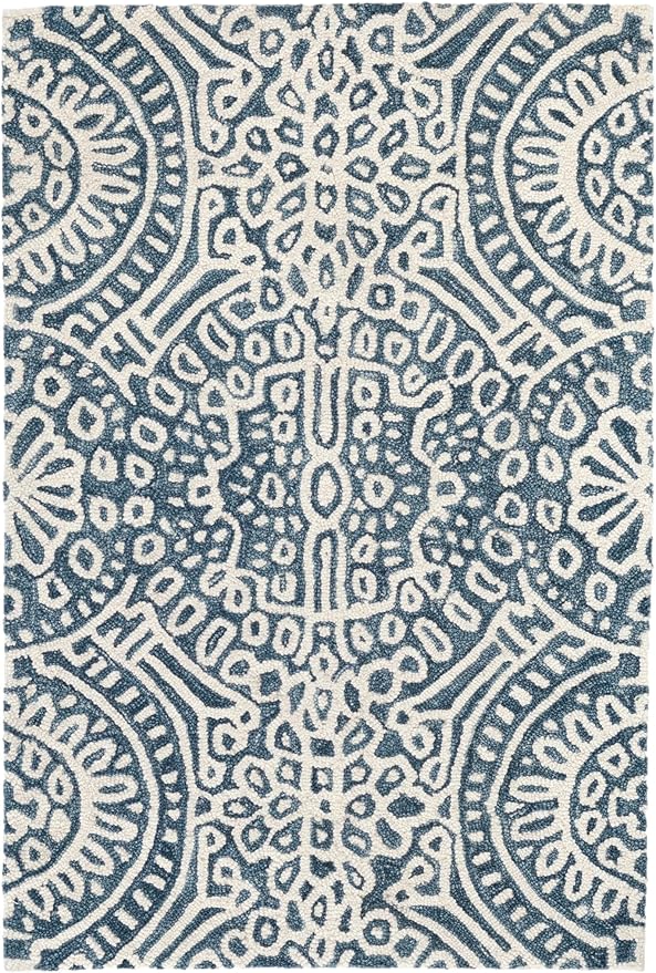 Dash and Albert Temple Wool Area Rug - 8.5 X 11.5 Ink Geometric Hand Micro Hooked Accent Rug - Durable, High Traffic Areas Hallway, Living Room, Stairs - Premium Luxury Hotel Quality Soft Breathable