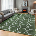ONASAR Area Rugs for Bedroom Living Room, Washable 4x6 Fluffy Olive Green and White Throw Rug, Shaggy Geometric Floor Mat for Home Decor Aesthetic, Soft Plush Fuzzy Carpet for Nursery Kids Teen Dorm