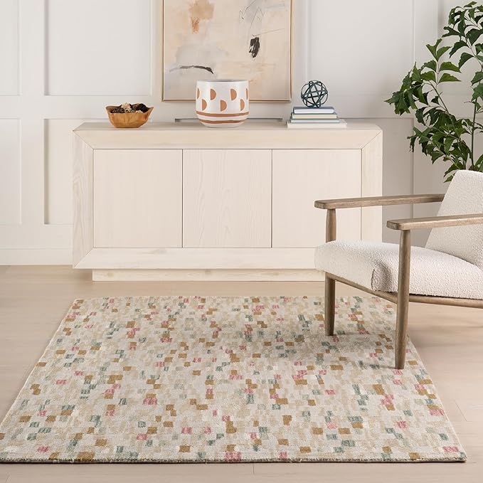 Dash & Albert Ashmore Multi Hand Micro Hooked Wool Rug, 7.5 X 9.5 Feet, Multicolored Geometric Pattern