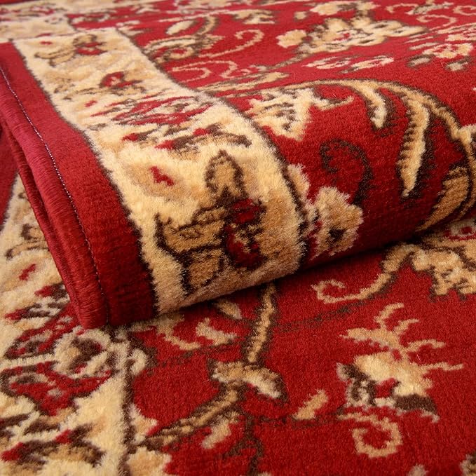 Rugs.com Yasmin Collection Rug – 16 Ft Runner Burgundy Medium Rug Perfect for Hallways, Entryways