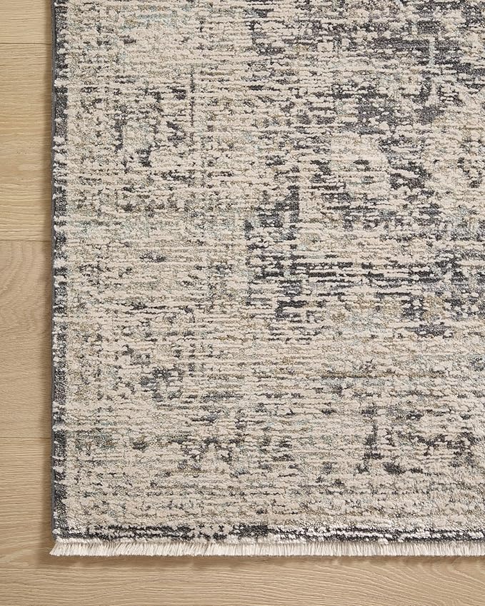 Loloi Amber Lewis Alie Collection ALE-05 Charcoal/Beige 7'-10'' x 7'-10'', .13'' Pile Height, Round Area Rug
