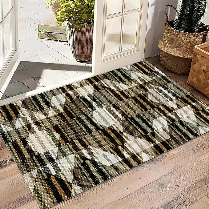 Large Living Room Area Rug 5x6ft,Modern Geometric Rugs, Multicolor Low Pile Farmhouse Carpet, Machine Washable & Non-Slip Non-Shedding for Classroom, Bedroom & Dorm
