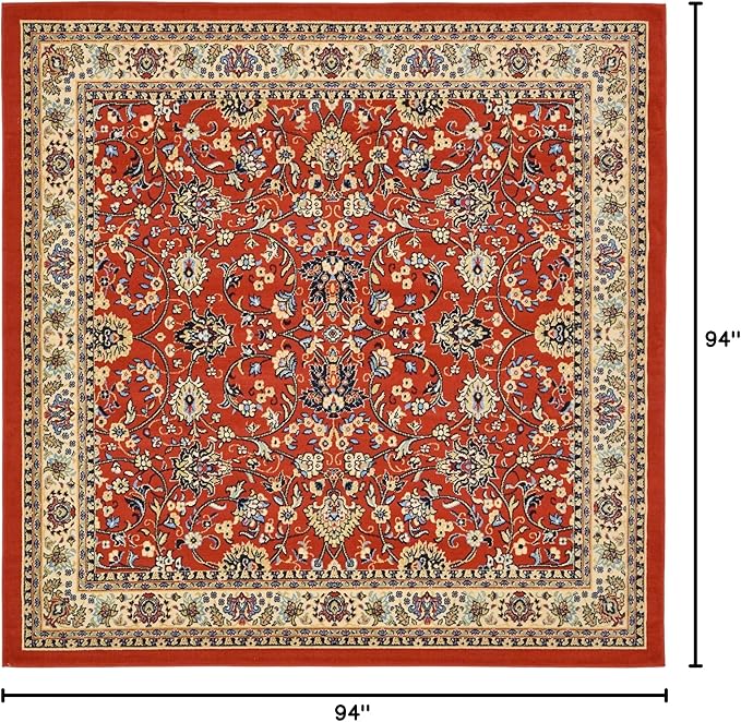 Unique Loom Sialk Hill Collection Area Rug - Washington (8' Square Terracotta/Cream)
