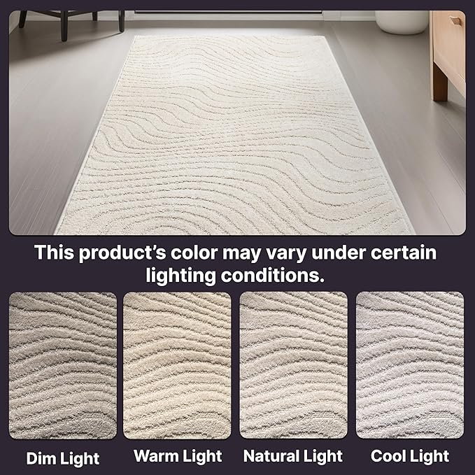 Well Woven Custom Size Hallway Stair Runner - Choose Your Length - 27 Inches Wide x 17 Feet Long Runner (27" x 17' Runner) Rug - Ivory Sibi Soft Touch, Modern Abstract - Hi-Lo Pile