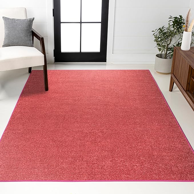 JONATHAN Y Haze Solid Low-Pile Red Indoor Area Rug 8x10, Coastal,Bohemian,Minimalist,Classic, Easy-Cleaning for Living Room,Bedroom,Kitchen,Pet Friendly,Non-Shedding (SEU100E-8)