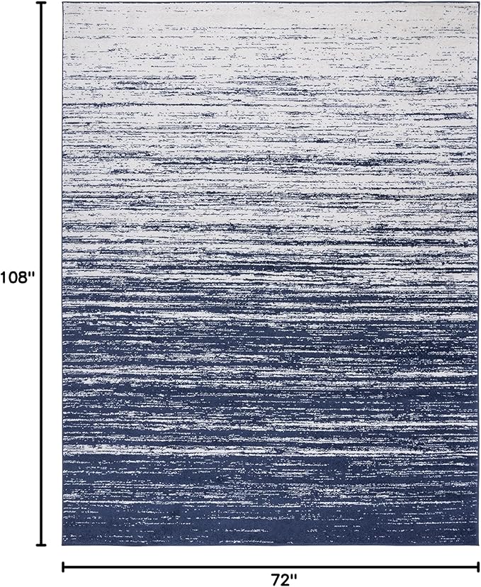 SAFAVIEH Area Rug 6x9 - Adirondack Collection - Navy & Ivory, Modern Ombre Design, Non Shedding & Easy to Clean, Ideal for Living Room, Bedroom, Office, Dining Space (ADR113N)