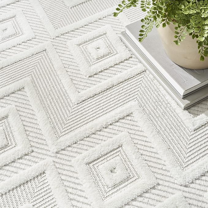 Nourison Home Versatile Ivory White 4' x Round Area Rug - Easy Clean, Non Shedding, Bed Room, Living Room, Dining Room, Kitchen (4' x Round)
