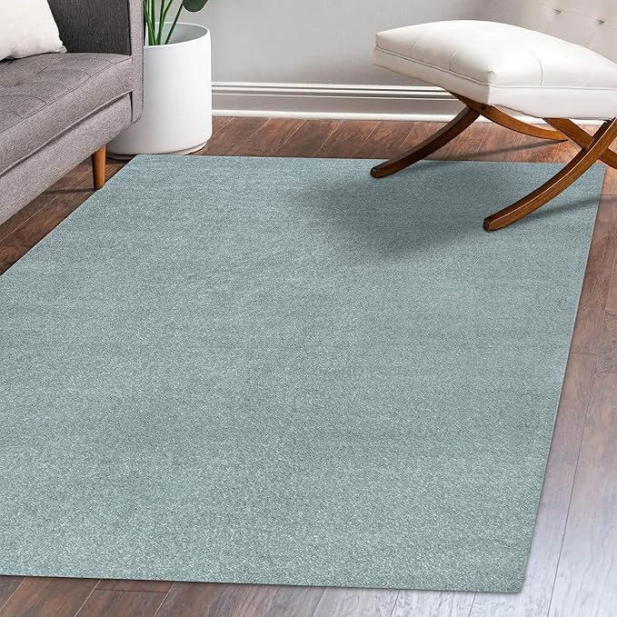 Eyely UES100S-4 Supersoft Haze Solid Low-Pile Indoor Area Rug Casual;Contemporary;Solid;Traditional, Bedroom, Kitchen, Living Room, Easy-Cleaning, Non-Shedding, 4 X 6, Light Blue