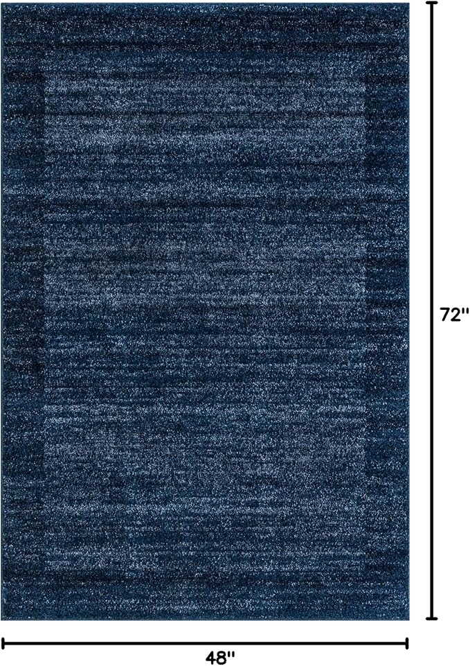Rugs.com Angelica Collection Rug – 4' x 6' Navy Blue Medium Rug Perfect for Entryways, Kitchens, Breakfast Nooks, Accent Pieces