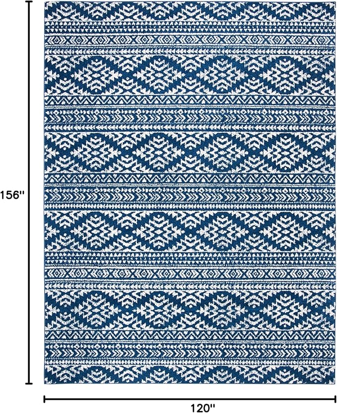 SAFAVIEH Area Rug 10x13 - Tulum Collection - Large - Navy & Ivory, Moroccan Boho Tribal Design, Non-Shedding & Easy to Clean, Ideal for Living Room, Bedroom, Dining Space (TUL272N)