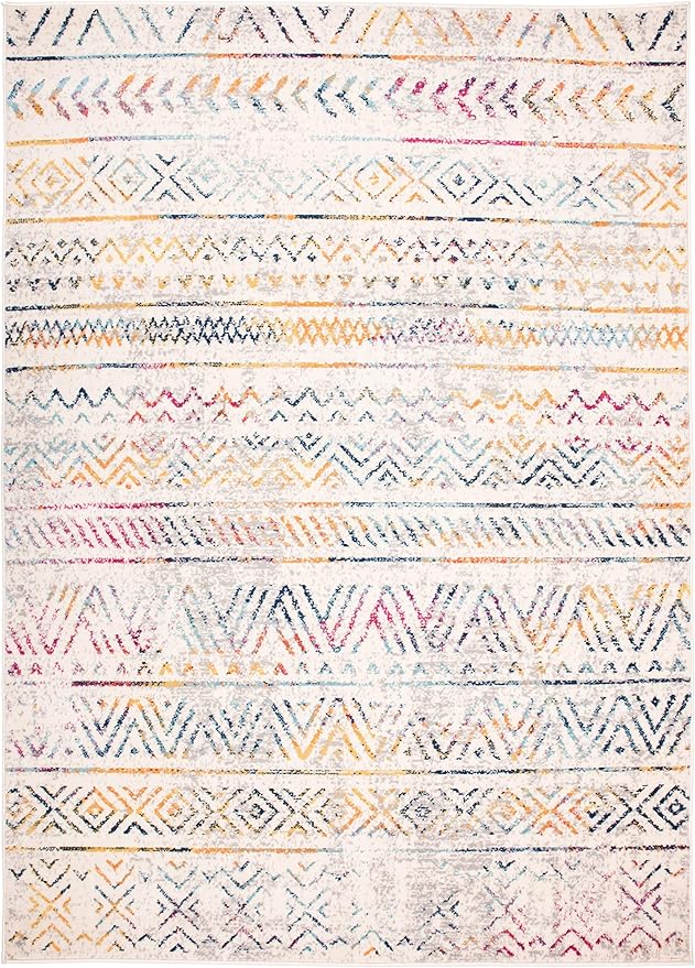 Rugshop Geometric Boho Large Area Rug – Multi Tribal Pattern, Perfect for Living Room, Dining Room, Office, 8x10