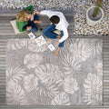 CAMILSON Indoor Outdoor Rug, Beige 9’x12’ Leaf Tropical Botanical Area Rugs for Indoor and Outdoor patios, Easy-Cleaning Non-Shedding Living Room, Garden and Kitchen Washable Outside Carpet (9x12)