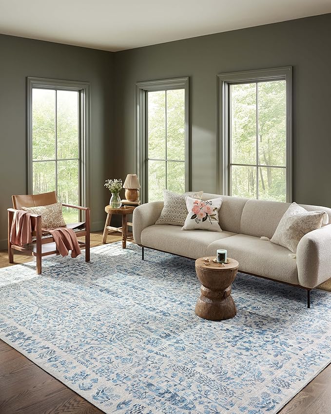 Loloi Rifle Paper Co. Maison Collection MAO-07 Blue 8'-4" x 11'-6", .19" Pile Height, Area Rug