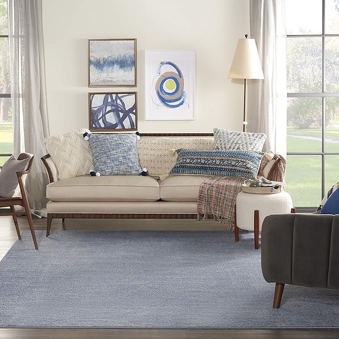 Nourison Home Nourison Essentials Blue Grey 9' x 12' Area Rug - Easy Clean, Non Shedding, Bed Room, Living Room, Dining Room, Kitchen (9' x 12')