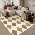 5x7 Checkered Area Rugs for Living Room Brown Machine Washable Large Rug Non-Slip Stain Resistant Low Pile Boho Accent Indoor Throw Carpet for Office Bedroom Dining Room Classroom