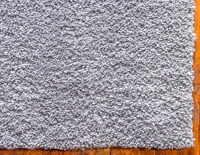 Unique Loom Davos Shag Collection Area Rug - Solid (9' x 12' Rectangle, Sterling)