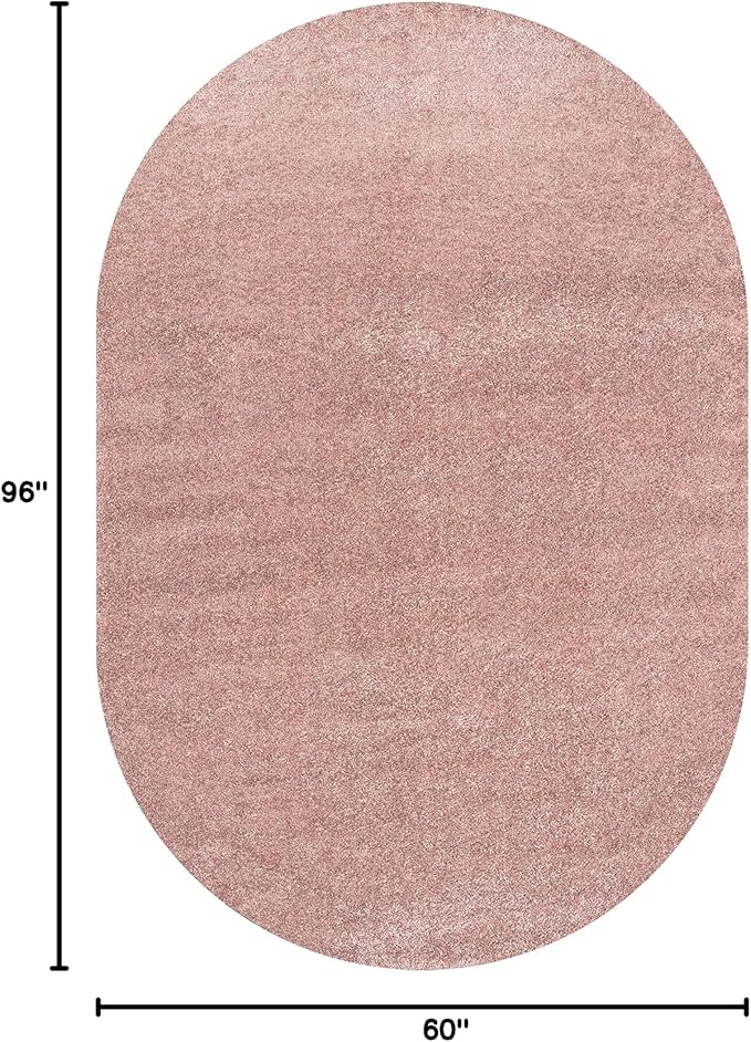 Eyely UES100P-5OV Supersoft Haze Solid Low-Pile Indoor Area Rug, Coastal, Bohemian, Minimalist, Classic, Casual for Bedroom,Kitchen,Living Room,Non Shedding,Easy-Washing, Pink, 5 X 8 Oval