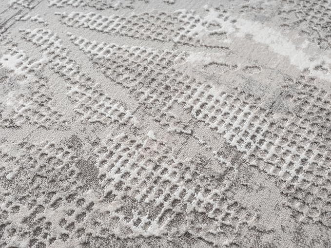 Adel Modern Area Rug for Living Room, 6x9 Rustic Distressed Abstract Gray Rug, Medium Pile Stain Resistant Carpet for Bedroom, Dining Room or Kitchen (6' x 9', Gray)