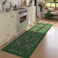 Vintage Medallion Floral Kitchen Runner 2x6, Machine Washable Rug, Soft Low Pile, Non-Slip Carpet for Hallways, Laundry, Bedroom, Bathroom, Entryway | Green