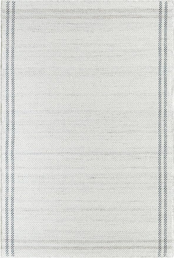 Mark&Day Wool Rugs, 6x9 Janmichael Solid and Border Gray/Ivory Area Rug, Grey Ivory Black Carpet for Living Room, Bedroom or Kitchen (6' x 9')