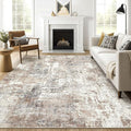 10x13 Area Rug Living Room: Washable Large Abstract Modern Soft Rugs Stain Resistant Indoor Floor Non Slip Accent Carpet for Bedroom Nursery Playroom Office Dining Room Dorm Home Decor- Brown
