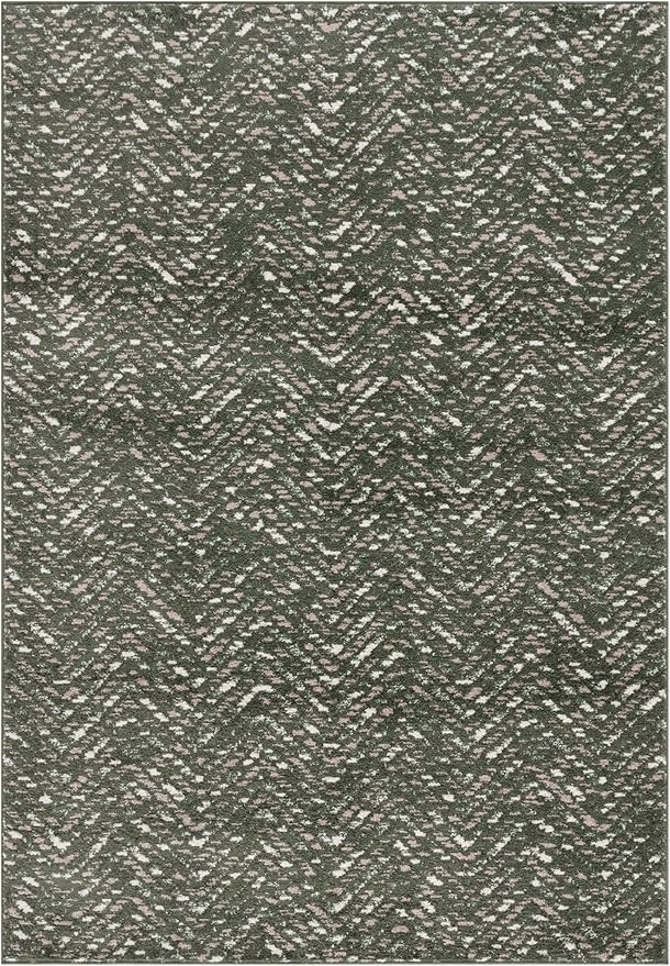 SAFAVIEH Adirondack Collection Area Rug - 4' x 6', Dark Green & Ivory, Chevron Design, Non-Shedding & Easy Care, Ideal for High Traffic Areas in Living Room, Bedroom, Dining (ADR104Y-4)
