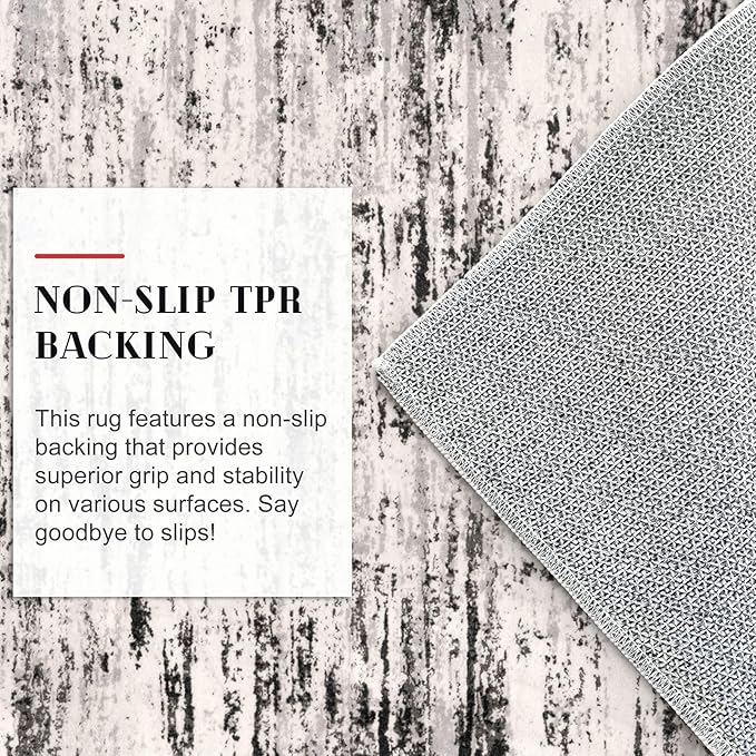 Modern Abstract Runner Rug 2x6, White Black Grey Taupe Washable Kitchen Runner Non-Slip Soft Hallway Rug Runner Thin Print Faux Wool Carpet for Entryway Bedroom Laundry Room Indoor Home Decor