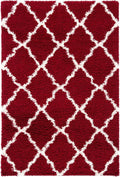 SAFAVIEH Dallas Shag Collection Area Rug - 6' x 9', Red & Ivory, Trellis Design, Non-Shedding & Easy Care, 1.5-inch Thick Ideal for High Traffic Areas in Living Room, Bedroom (SGD257Q)