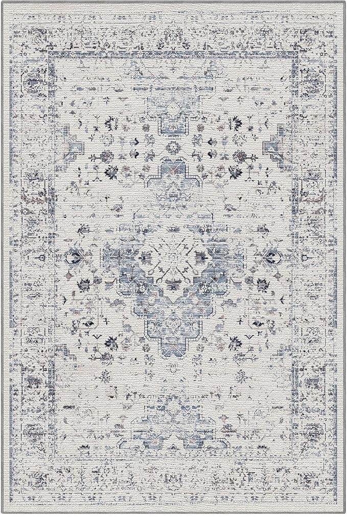 LUMI Washable Area Rug for Living Room, 10x14 Ultra Soft Traditional Rugs Non Slip with Rubber Backing, Low Profile, High Traffic, Stain Resistant Carpets, Ideal for Bedroom, Dining Room, Indoor