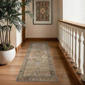 Bavni Kitchen Rug 2x6 Runner Rugs for Hallways Entryway, Washable Vintage Print Carpet, Ultra-Thin Chenille Low Pile Lightweight Rug with Non Slip Backing, Warm Taupe