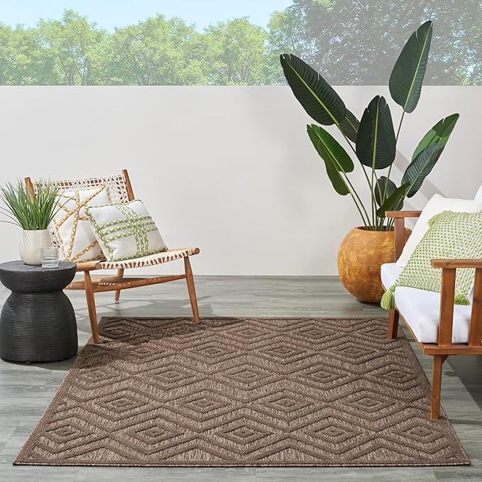 Nourison Home Versatile Brown 4' x 6' Area Rug - Easy Clean, Non Shedding, Bed Room, Living Room, Dining Room, Kitchen (4' x 6')