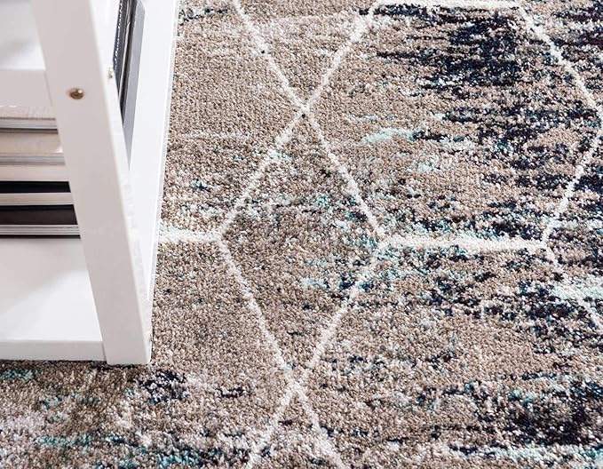 Unique Loom Trellis Frieze Collection Area Rug - Geometric (7' 10" Octagon, Blue Multi/ Ivory)