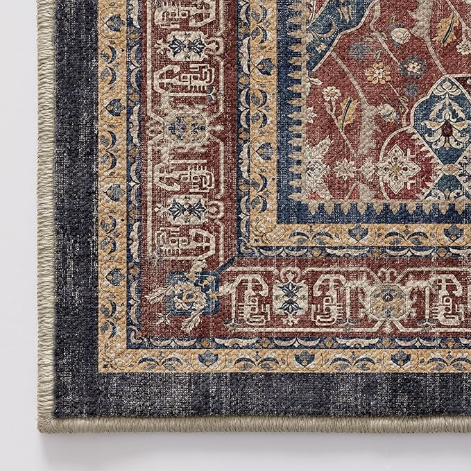 LUMI Washable Area Rug 5x8 for Living Room, Ultra Soft Stain Resistant Carpet with Non Slip Rubber Backing, Non-Shedding Low Pile Rugs for Bedroom, Dining Room, Indoor, Office
