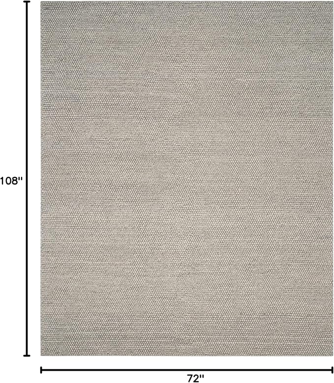 SAFAVIEH Area Rug 6x9 - Natura Collection - Silver, Handmade Wool Blend, Textured Design, Ideal for Living Room, Bedroom, Dining Space (NAT620C)