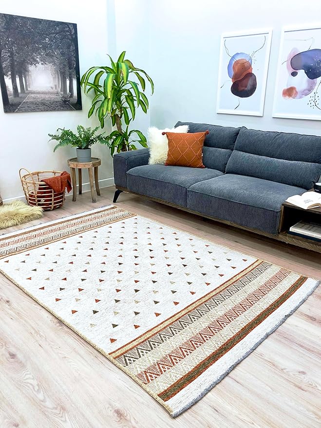 Alfa Rich 5x8 Beige Terracotta Washable Area Rugs for Living Room Kitchen Bedroom Decor Rug