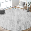 MUJOO Round Rugs 6ft,Circle Area Rug Washable,Circular Rugs for Living Room Dining Room,Large Modern Abstract Non Slip Throw Carpet Accent Neutral Grey