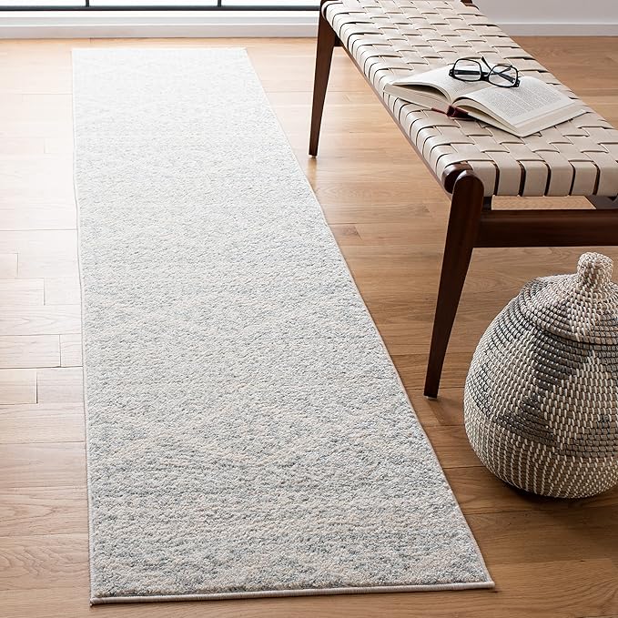 SAFAVIEH Tulum Collection Runner Rug - 2' x 17', Ivory & Light Grey, Moroccan Boho Tribal Design, Non-Shedding & Easy to Clean, Ideal for Living Room, Hallway, Foyer, Bedroom (TUL272G)