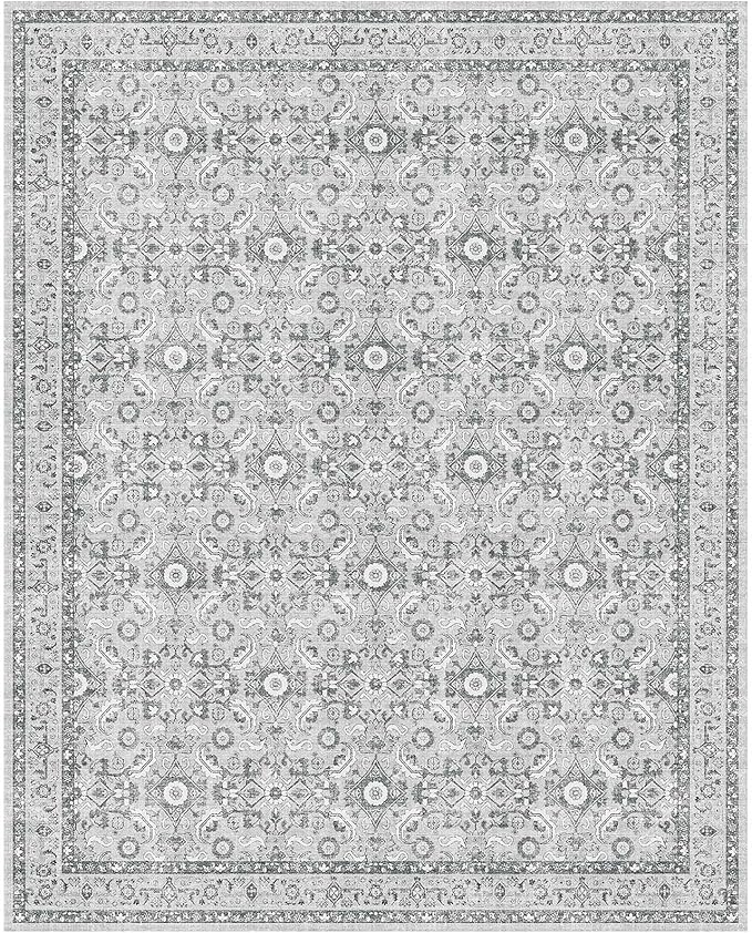WITSHOCK Living Room Area Rugs 8x10: Soft Non-Slip Backing Washable Rugs Vintage Large Carpet for Bedroom Office Dining Room Kitchen Stain Resistant Home Decor Rug