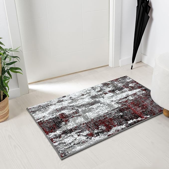 LUXE WEAVERS Modern Abstract Art Red 2x3 Area Rug