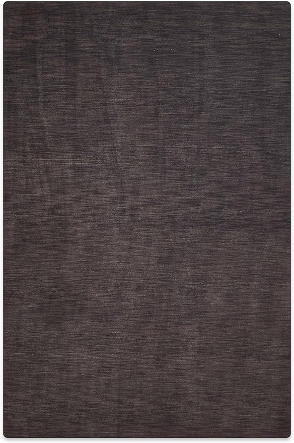 Rugsotic Carpets Hand Knotted Gabbeh Wool 5'x8' Area Rug Solid Charcoal L00111